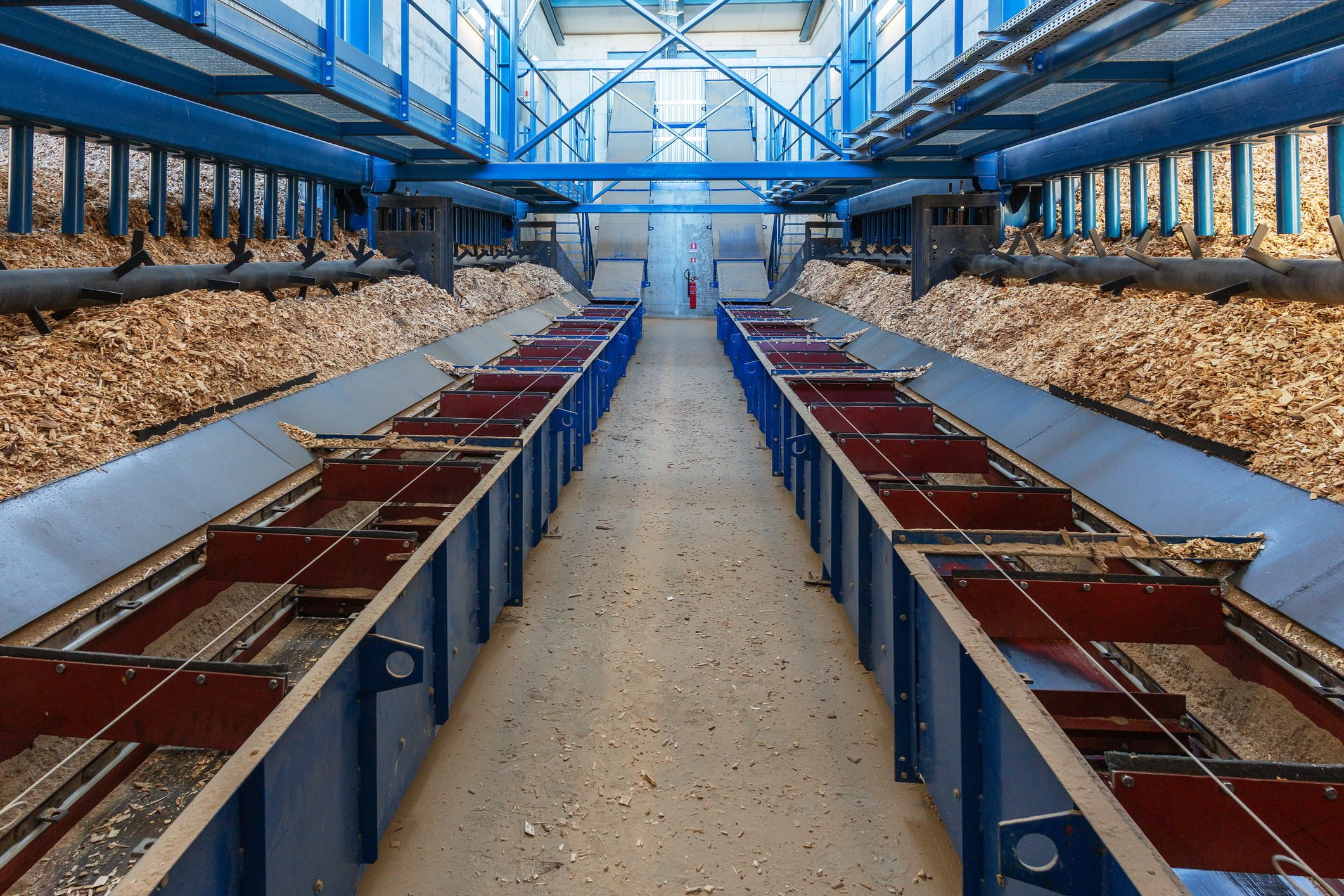Biofuel boiler house wood chips transportation system